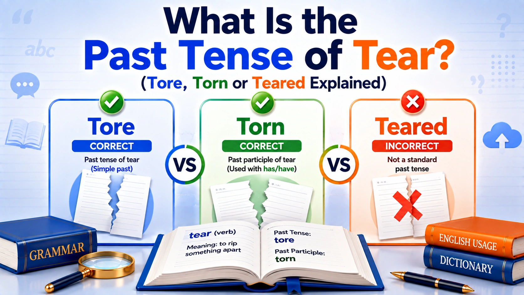 What Is the Past Tense of Tear? (Tore, Torn or Teared Explained)