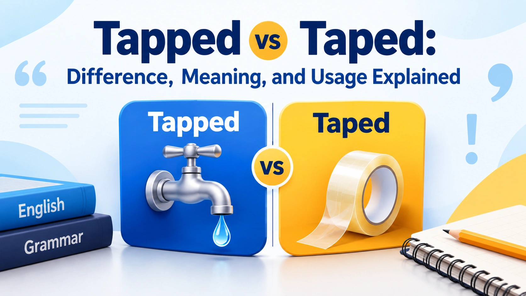 Tapped vs Taped: Difference, Meaning, and Usage Explained