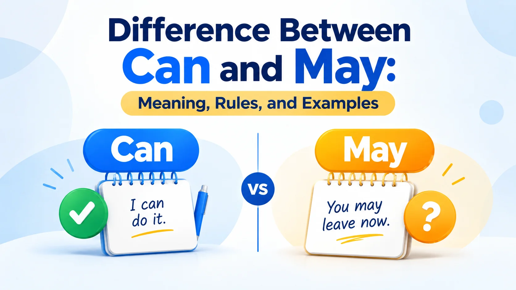 Difference Between Can and May: Meaning, Rules, and Examples